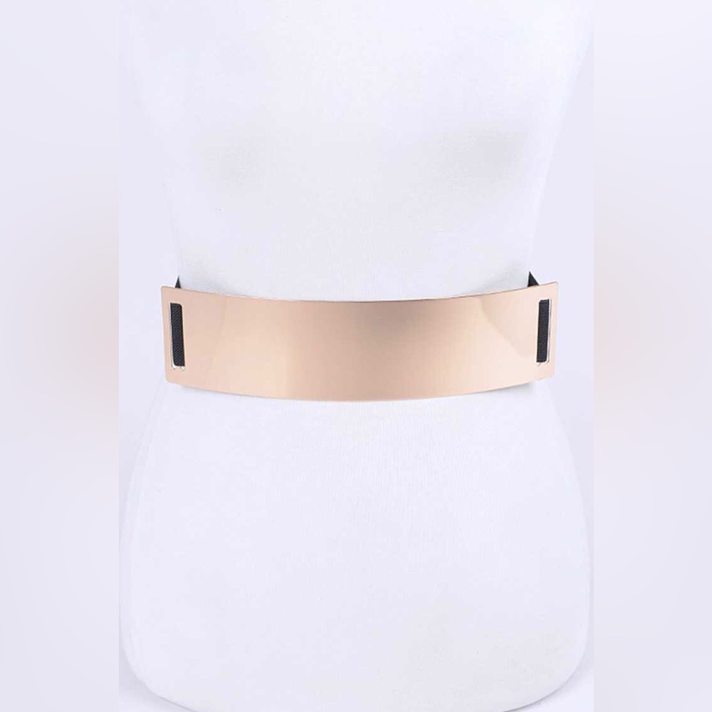 Plus Size Metallic Plaque Elastic Statement Belt